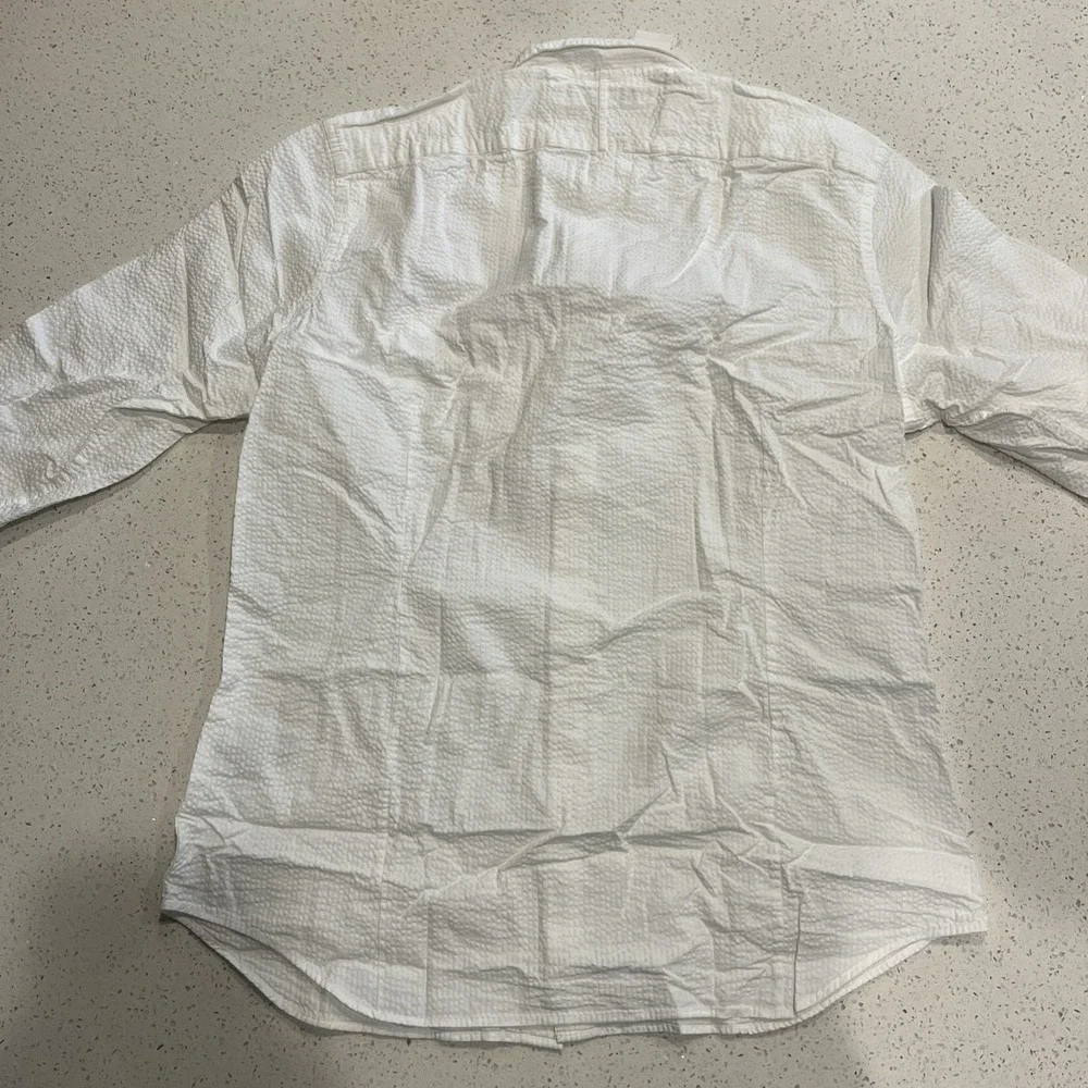 Banana Republic men's soft wash‎ tailored slim fit white texture shirt NWT XLT